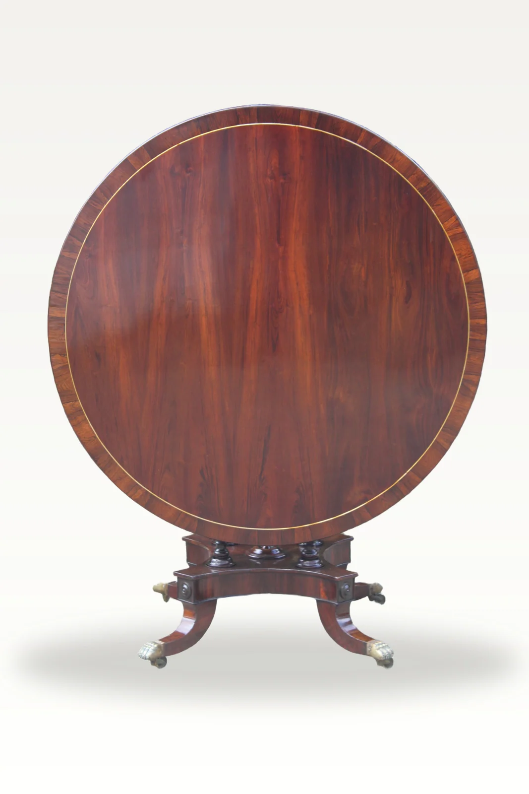 Regency period rosewood and brass inlaid centre or breakfast table — view 3