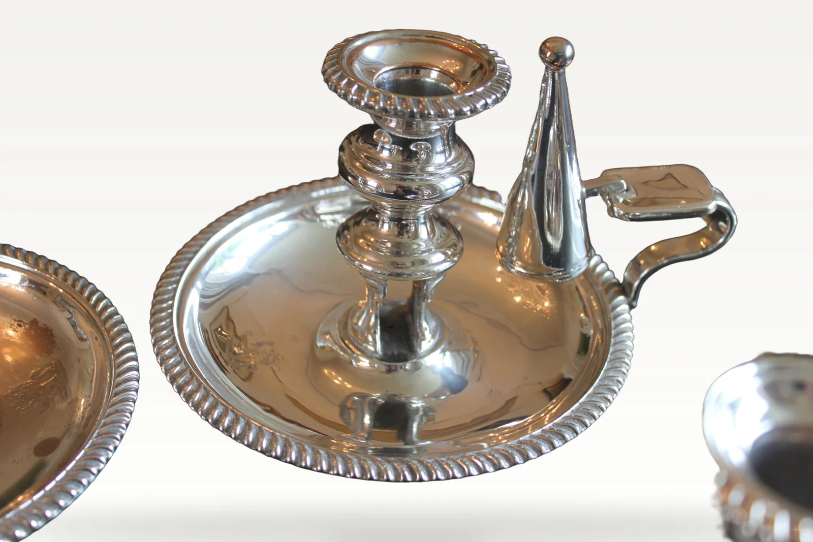 A rare set of four early 19th century silver plated chamber sticks — view 6