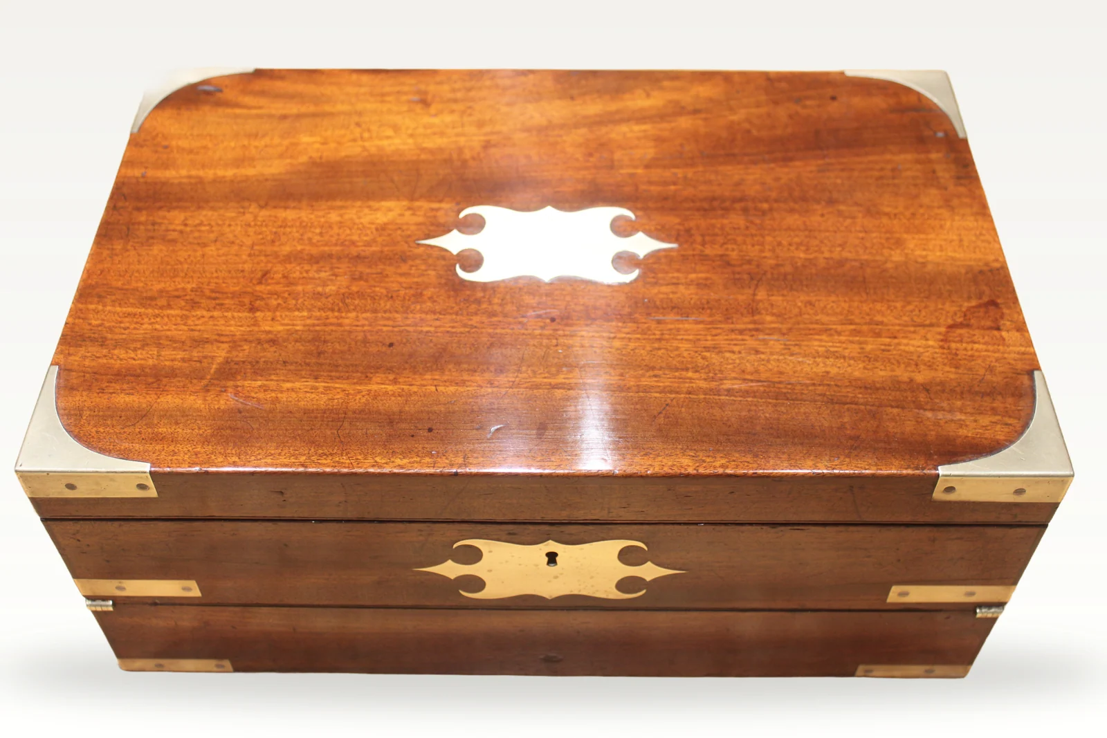 Late Georgian mahogany campaign bi-fold writing slope — view 2