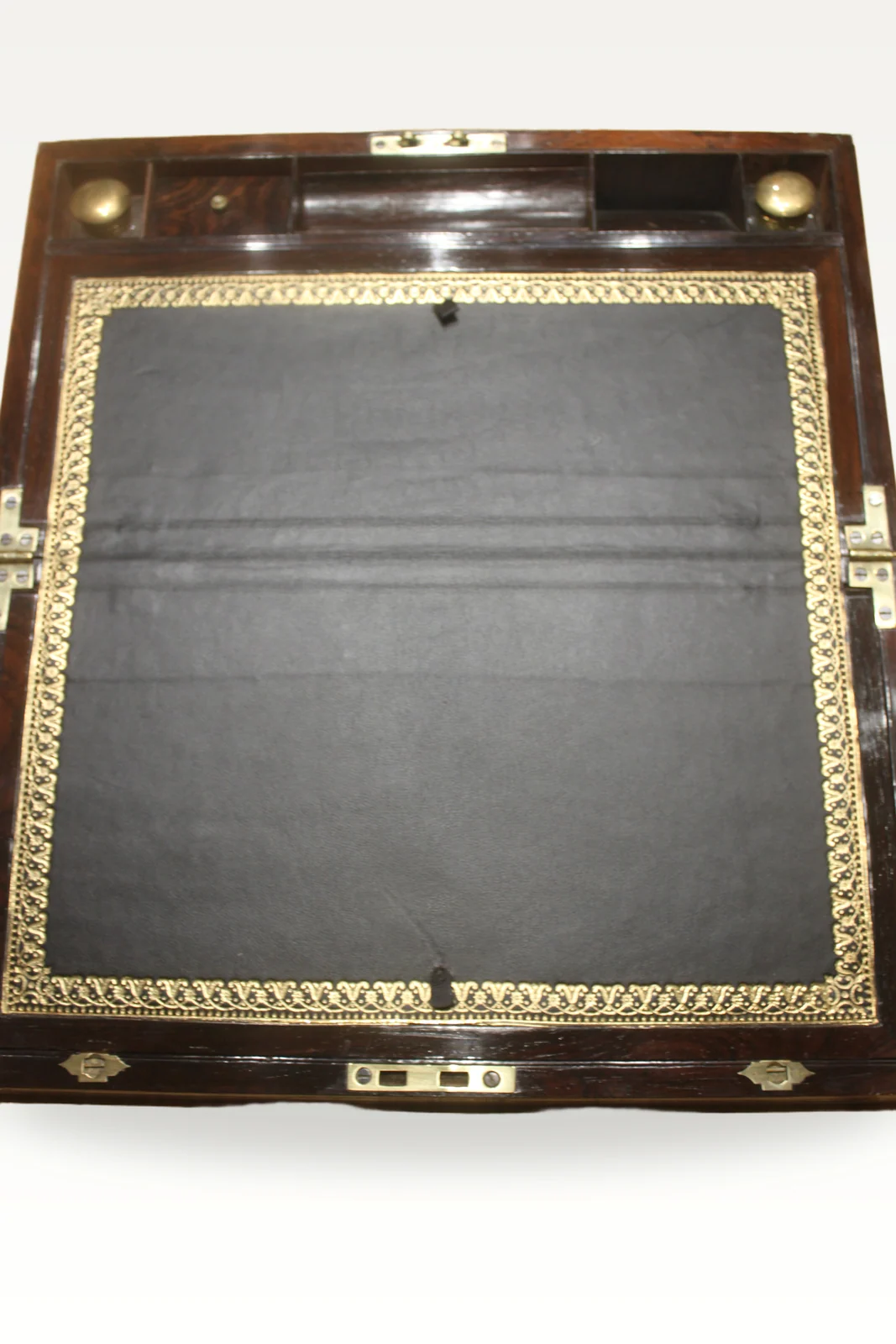 A substantial and impressive late Georgian rosewood and brass inlaid writing slo — view 5