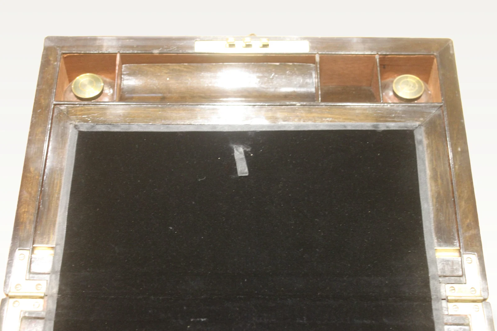 Victorian burr walnut writing slope — view 13