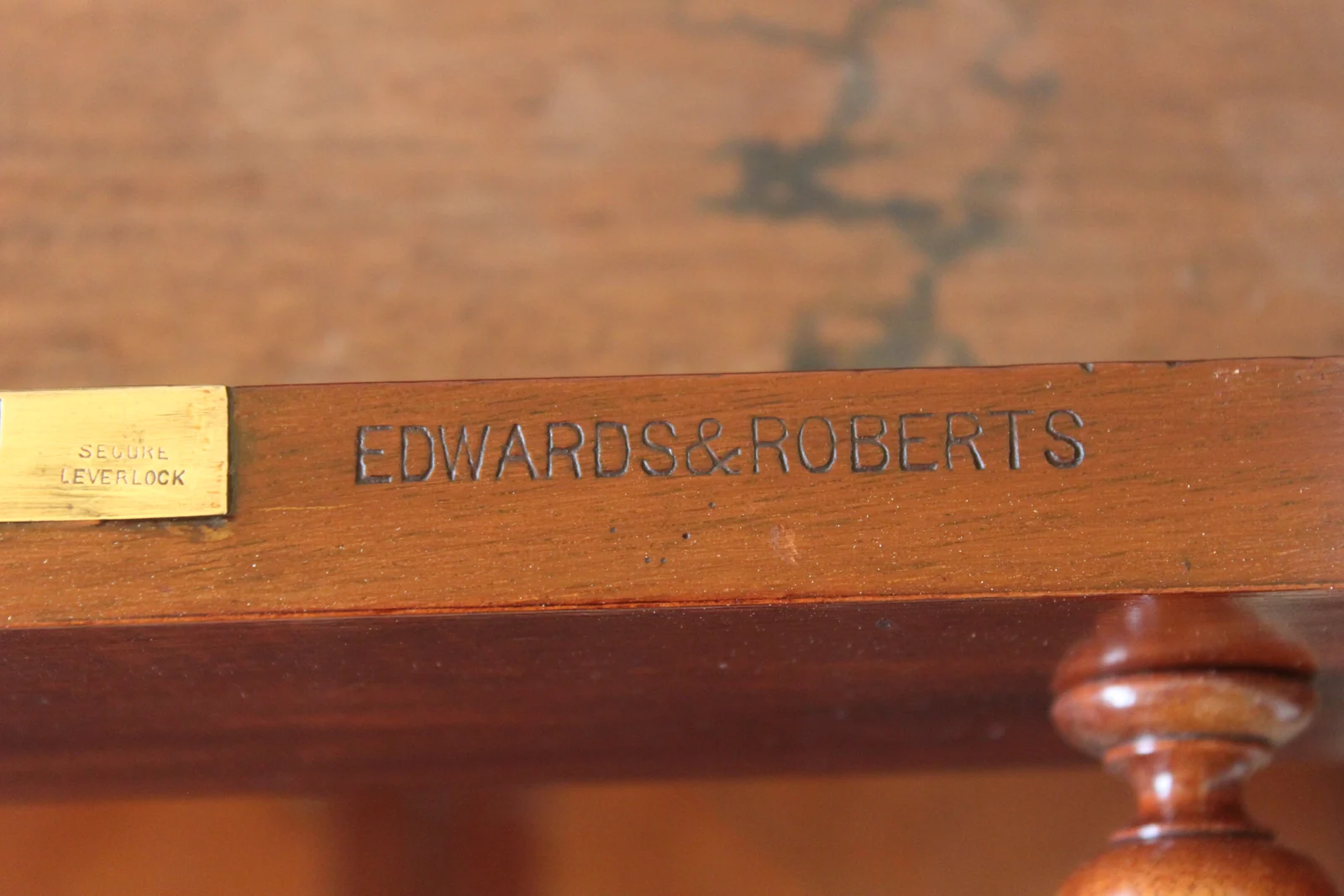 Victorian mahogany pedestal desk by Edwards & Roberts — view 14