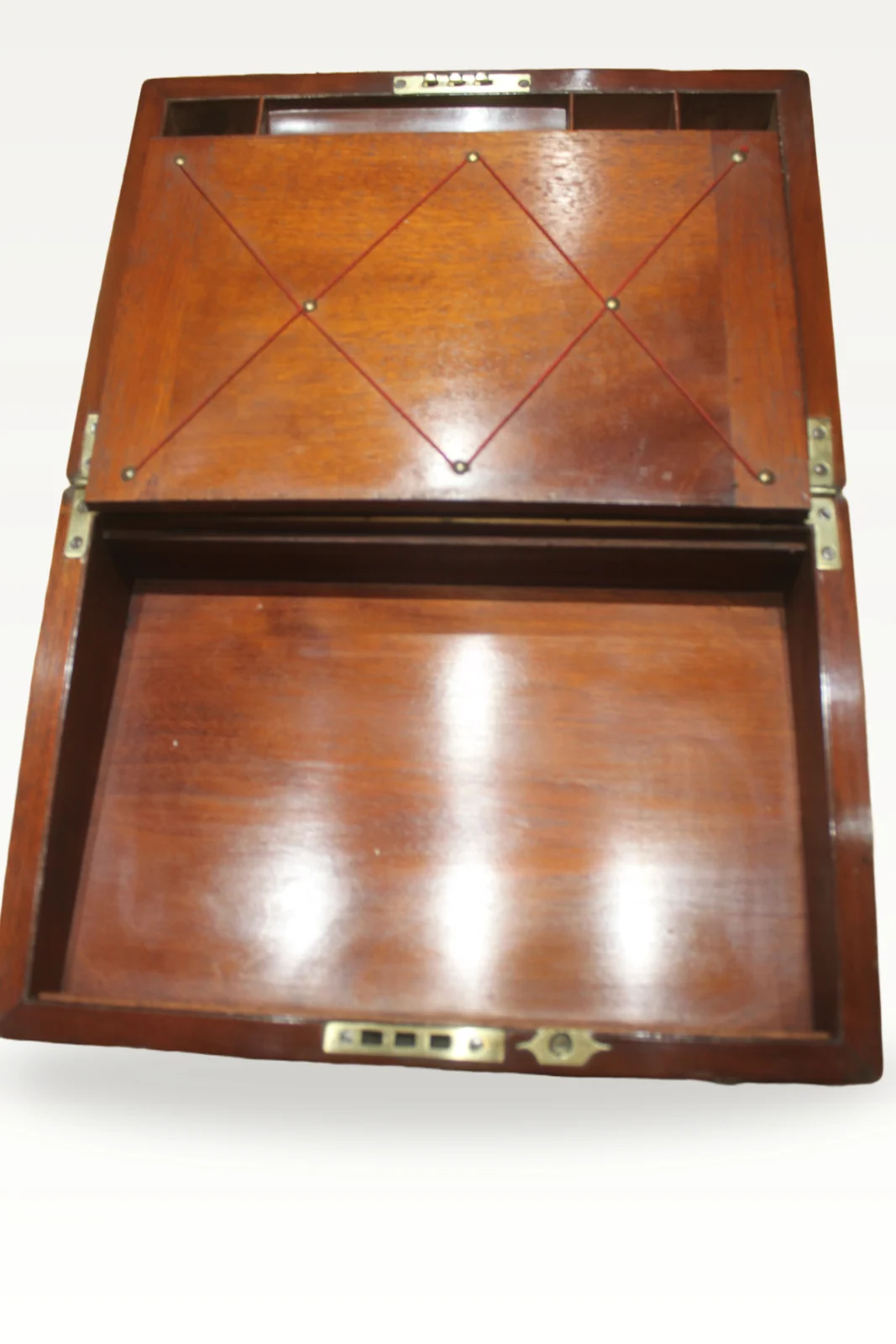 Campaign style mahogany writing slope with secret drawers — view 7