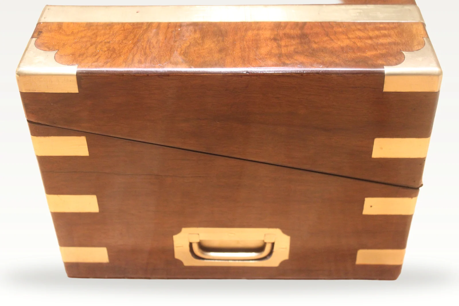 A large and impressive figured walnut and brass bound writing slope with secret — view 2