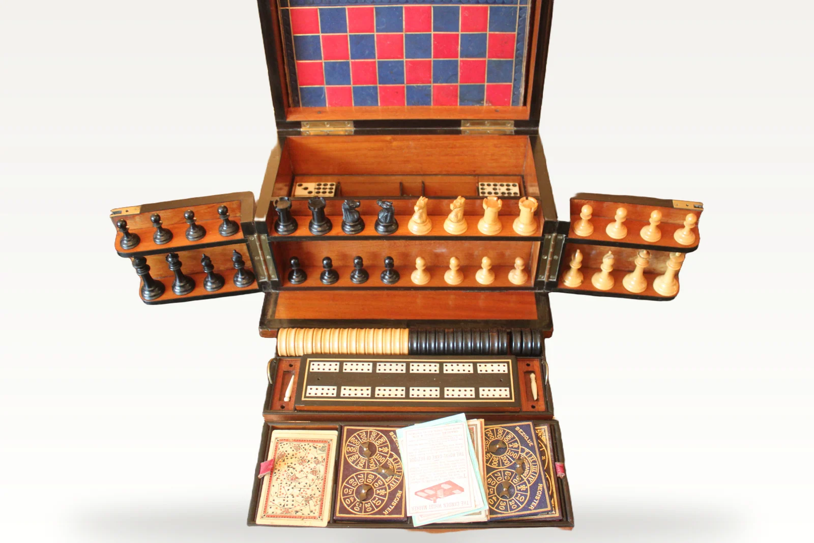 Victorian burr walnut games compendium — view 5