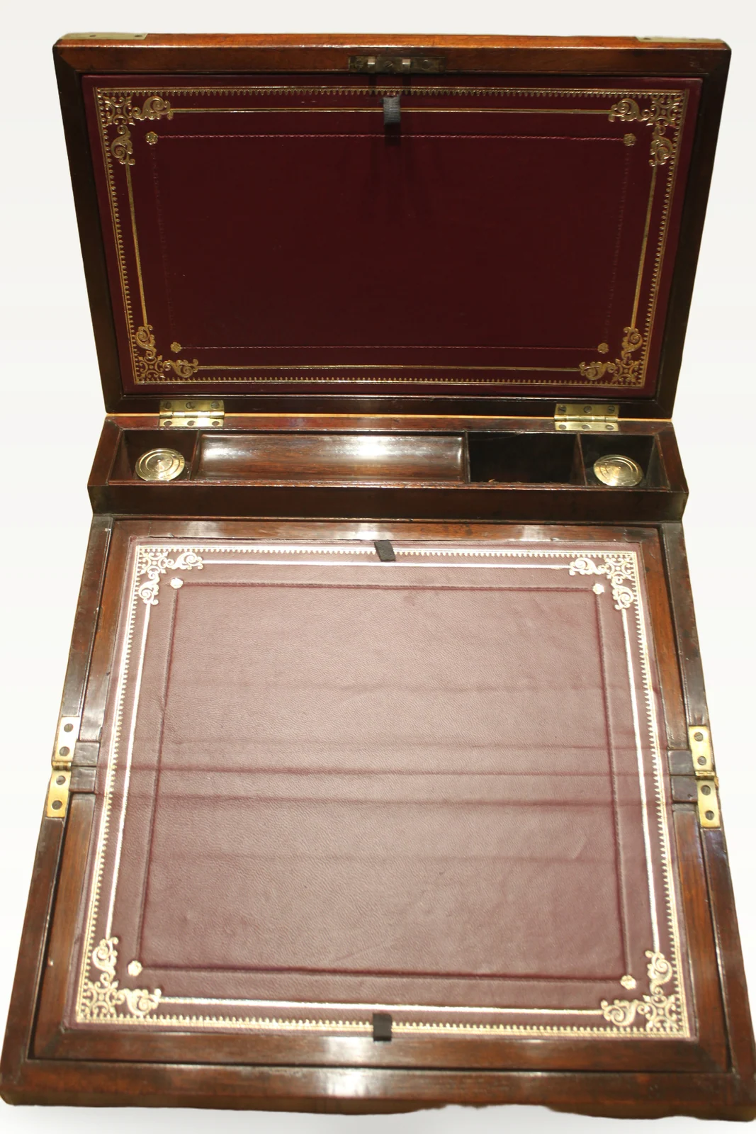 Late Georgian mahogany campaign bi-fold writing slope — view 5