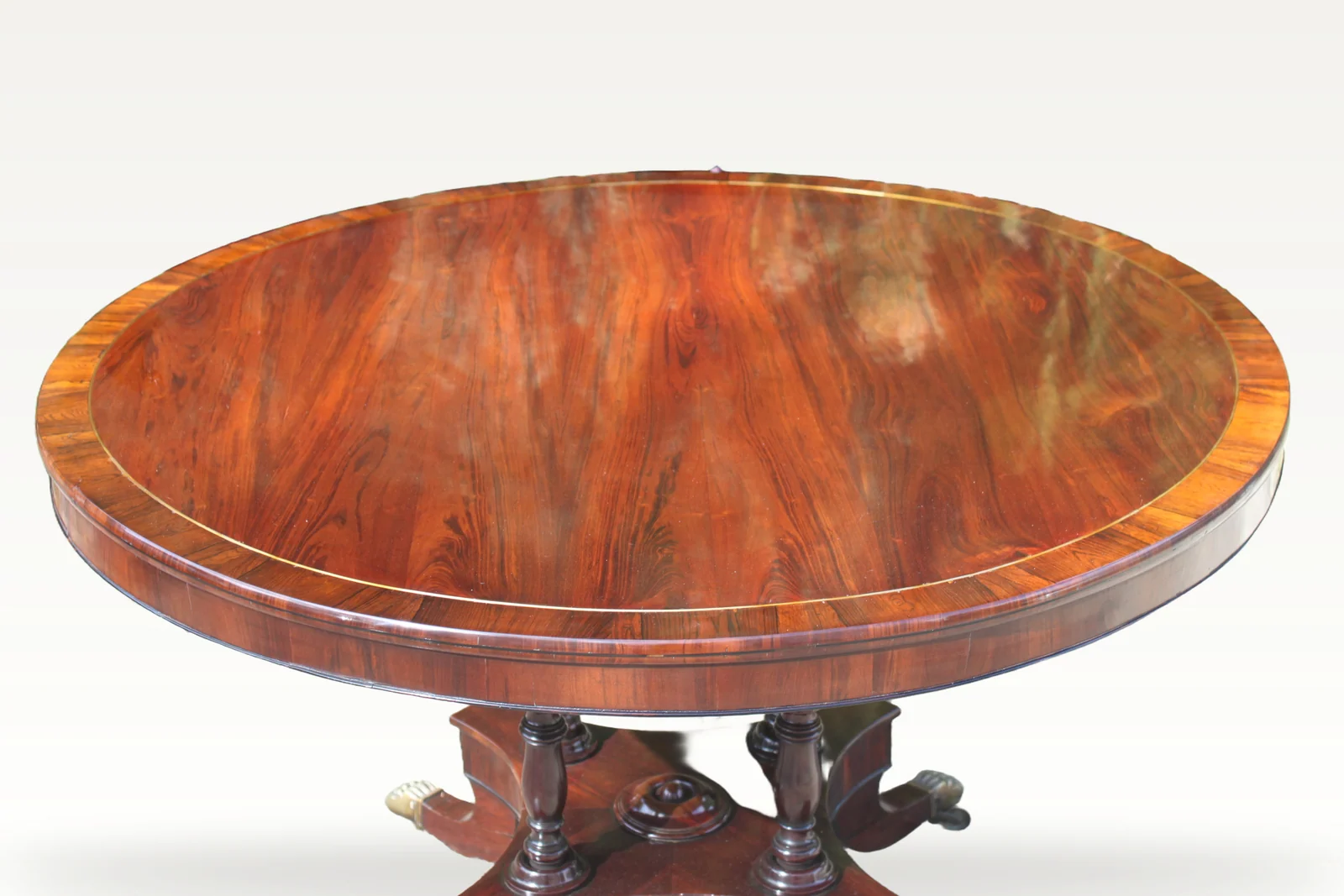 Regency period rosewood and brass inlaid centre or breakfast table — view 7