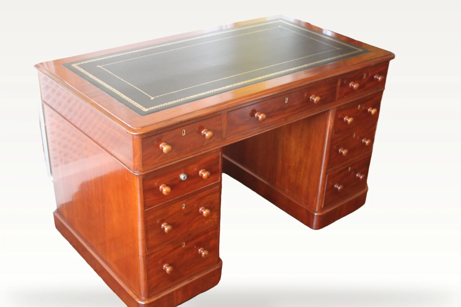 Victorian mahogany pedestal desk by Edwards & Roberts — view 4