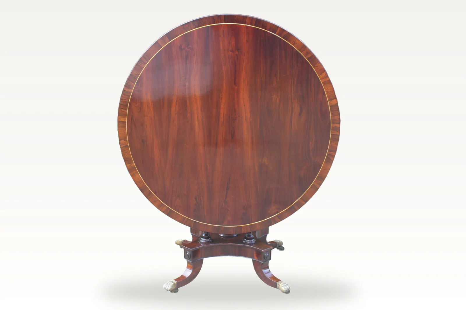 Regency period rosewood and brass inlaid centre or breakfast table — view 2