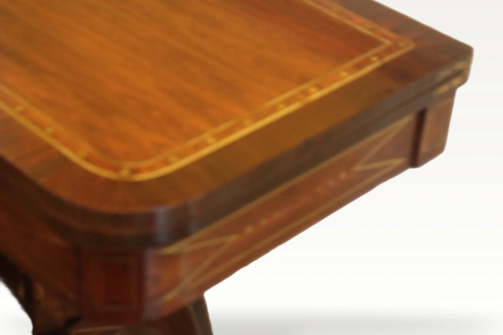 A fine Regency period mahogany brass inlaid fold-over card table — view 6