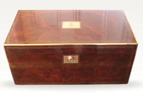 Victorian burr walnut writing slope with secret drawers and compartment.