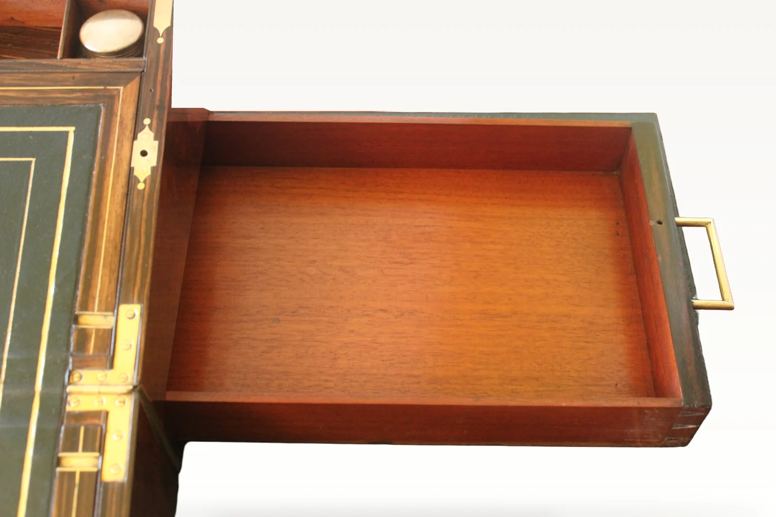 Victorian burr walnut writing slope with secret drawers and compartment. — view 9