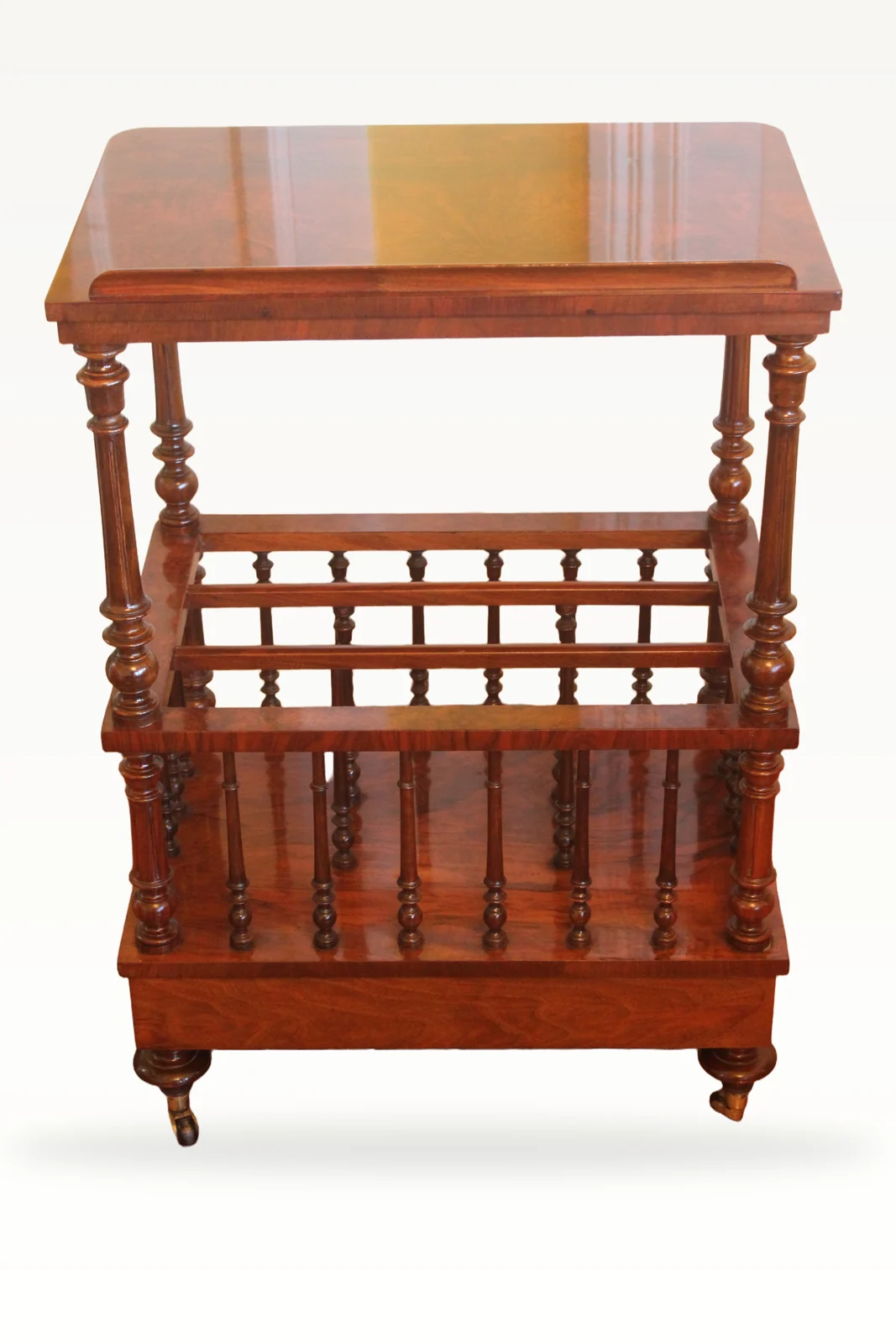 Victorian burr walnut Canterbury What-not — view 3