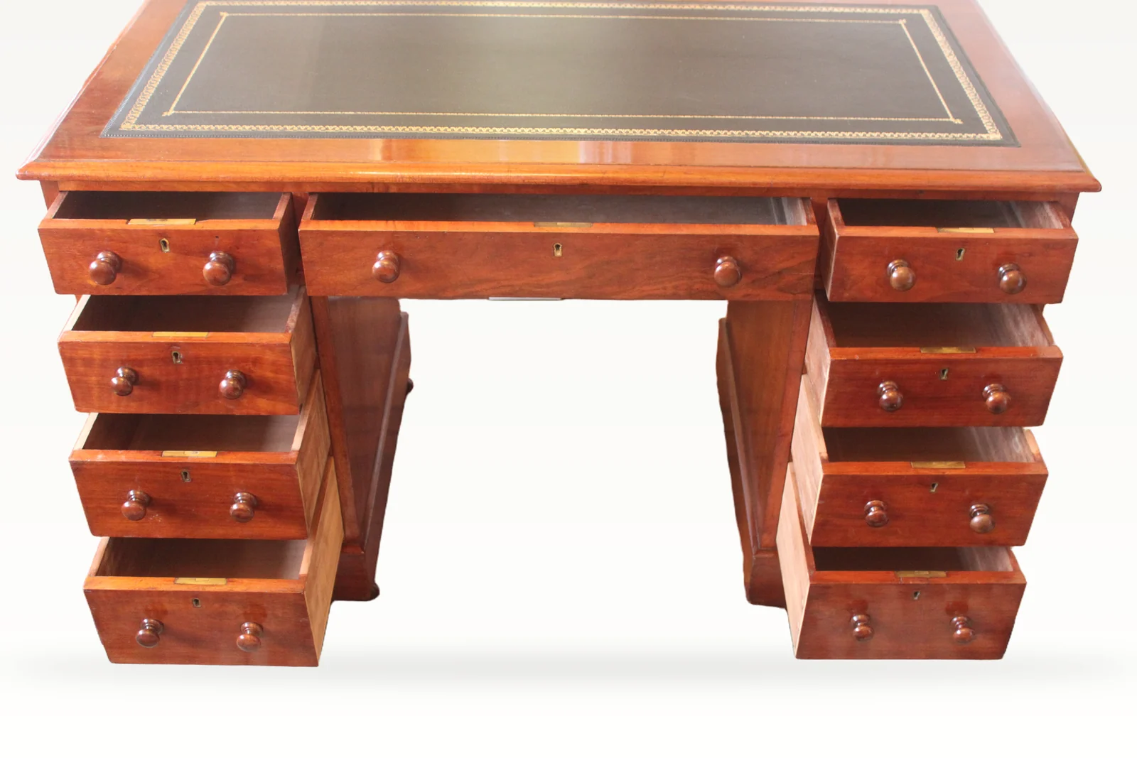 Victorian mahogany pedestal desk — view 7