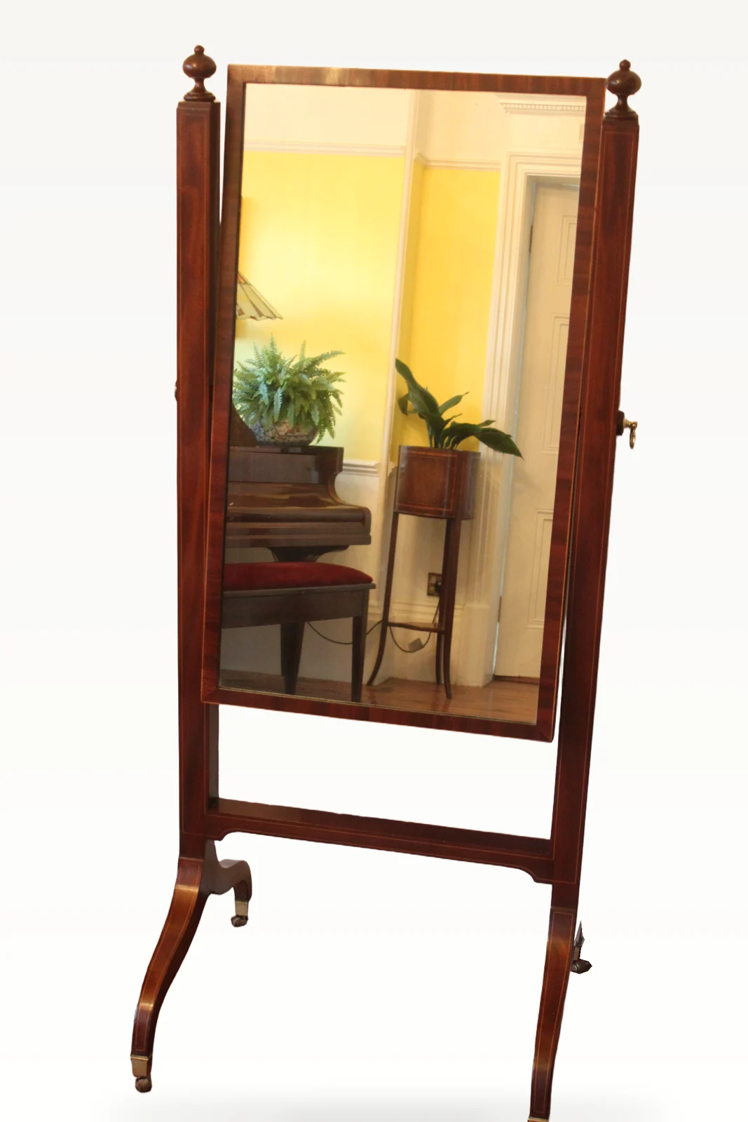 Sheraton mahogany cheval dressing mirror — view 2