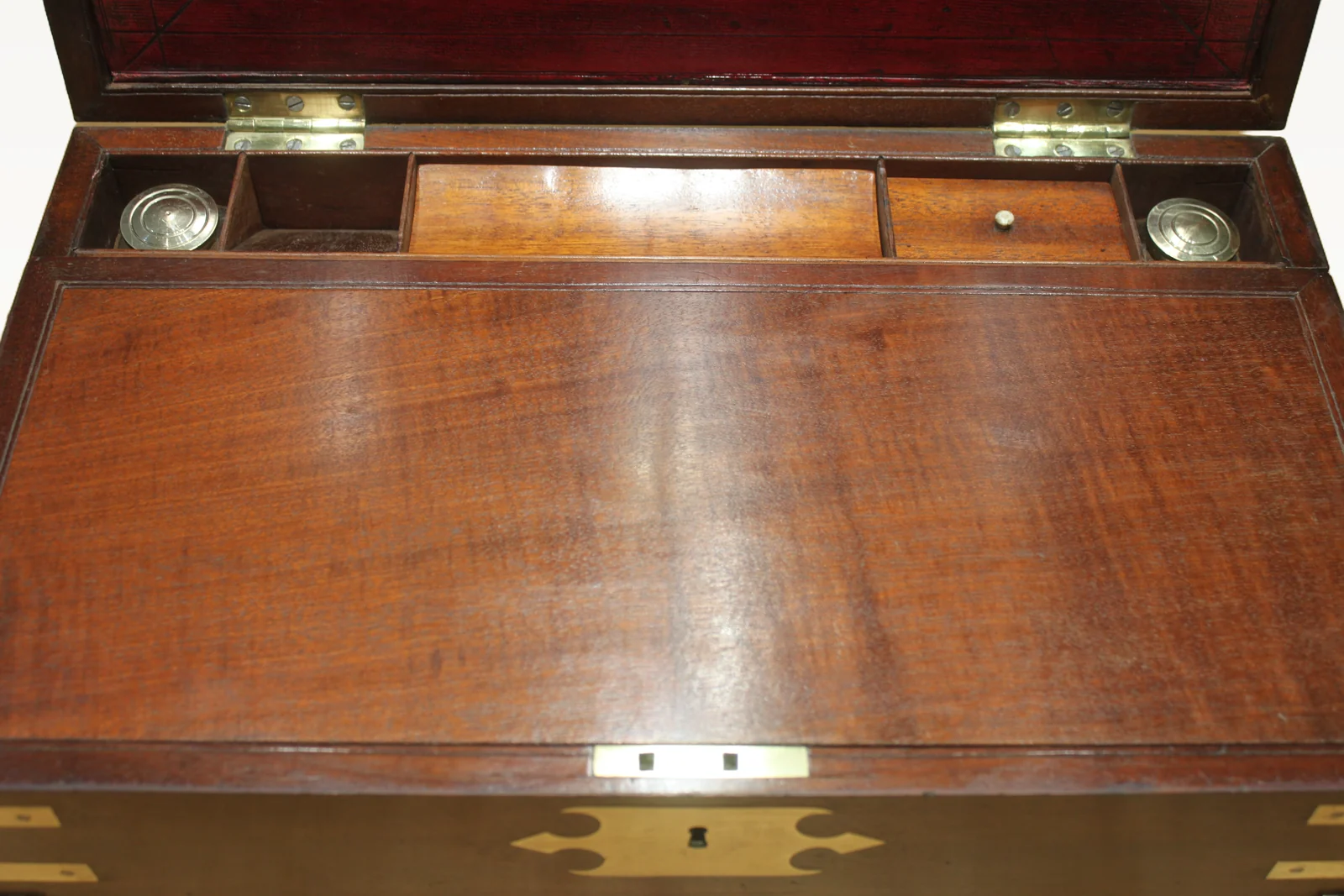A 19th century mahogany bi-fold campaign writing slope — view 15