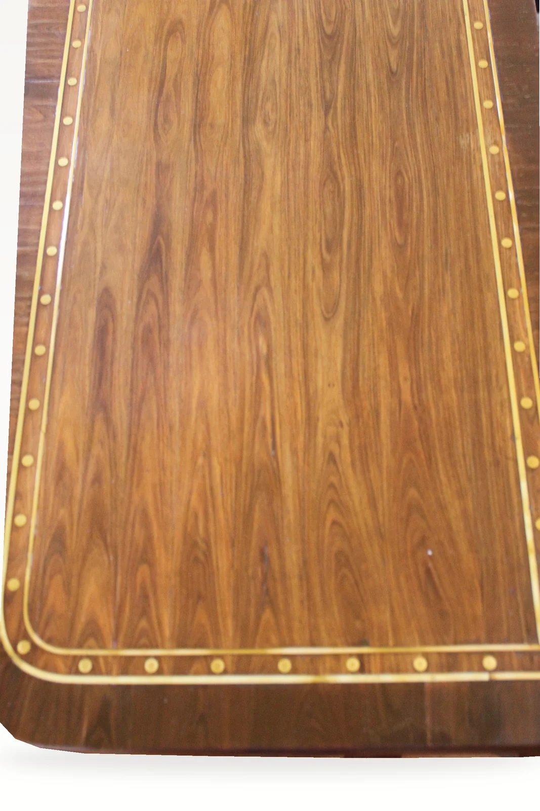 A fine Regency period mahogany brass inlaid fold-over card table — view 7
