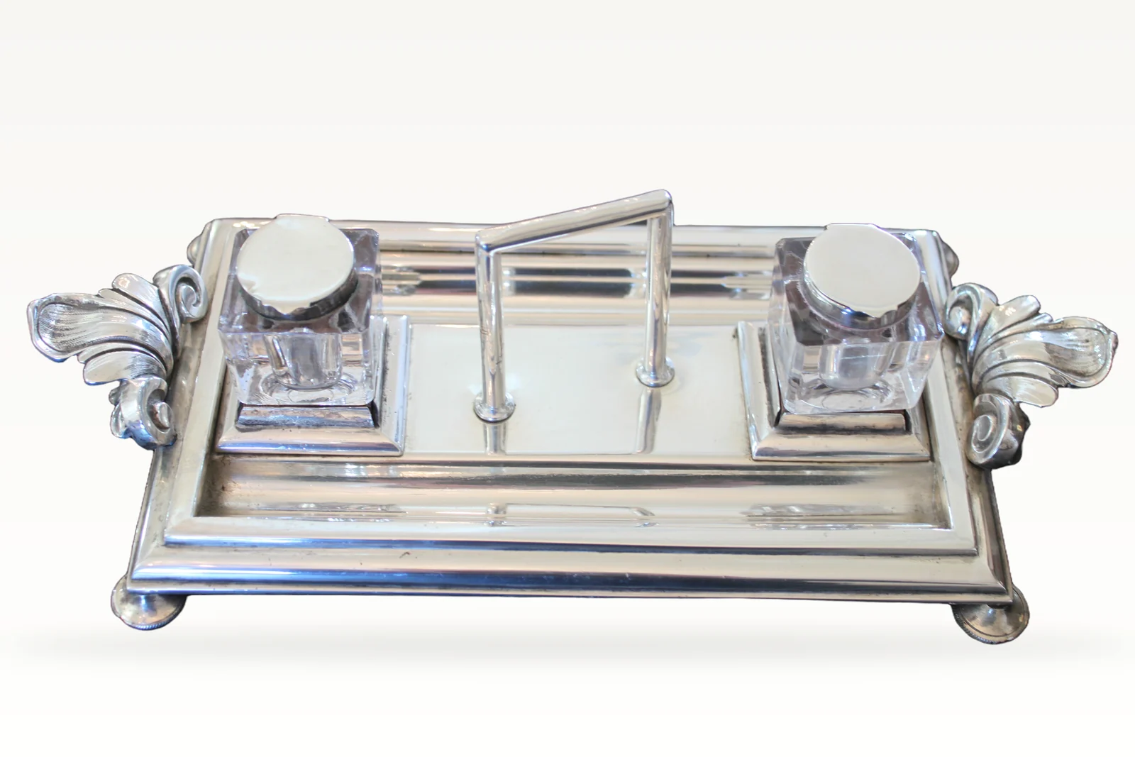 A 19th century silver plated ink standish — view 3