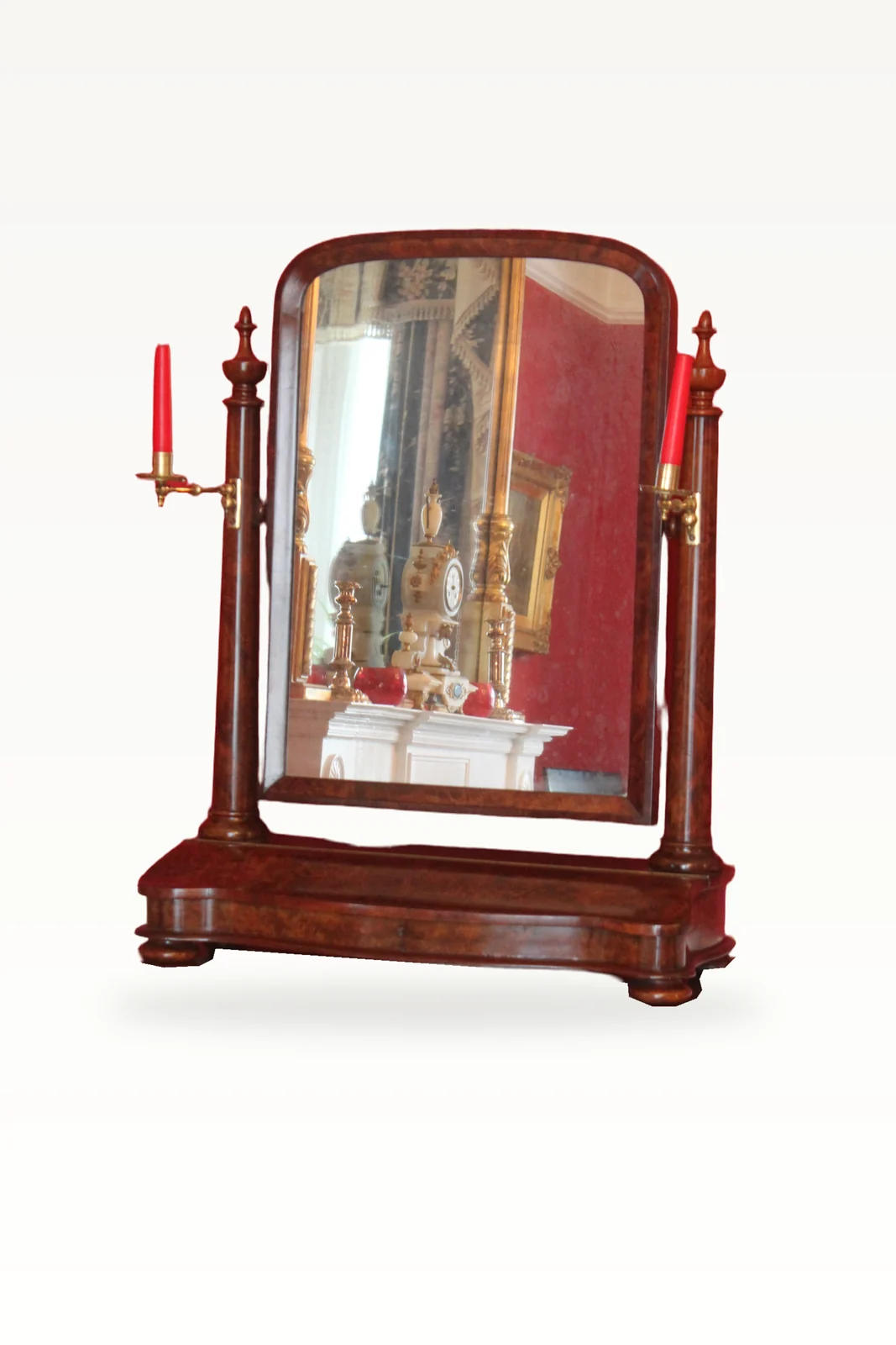 A large Victorian burr walnut toilet or dressing mirror. — view 2