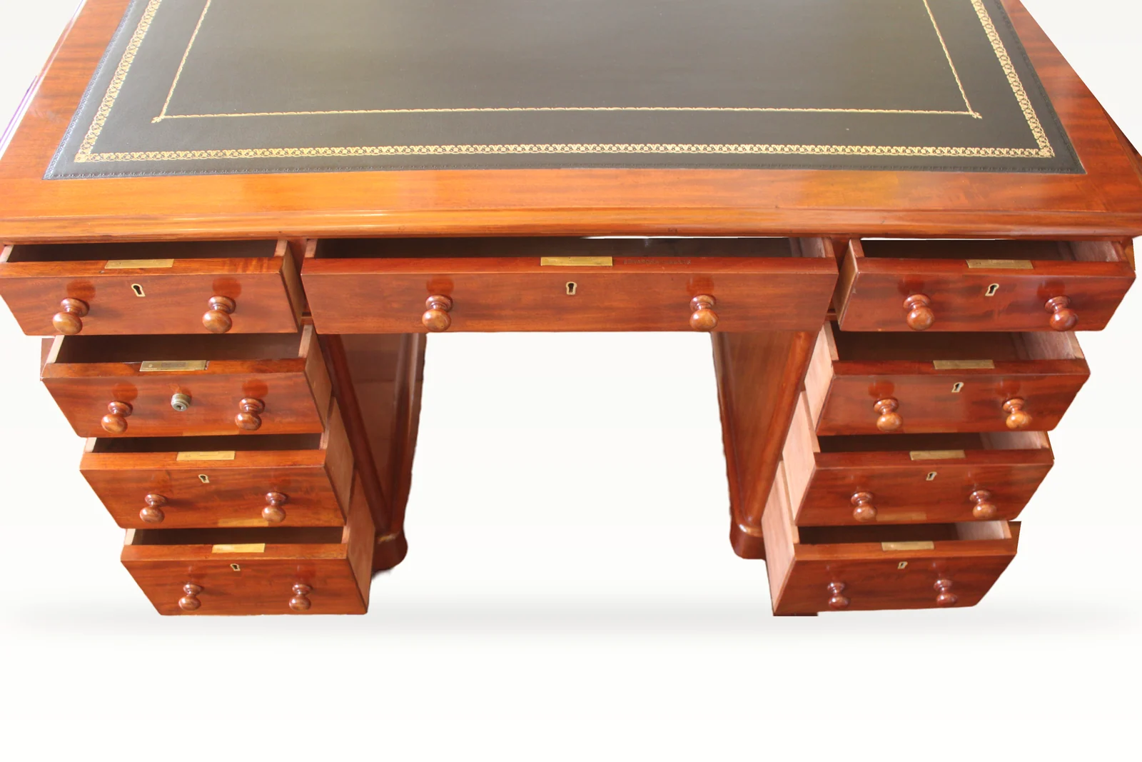 Victorian mahogany pedestal desk by Edwards & Roberts — view 12