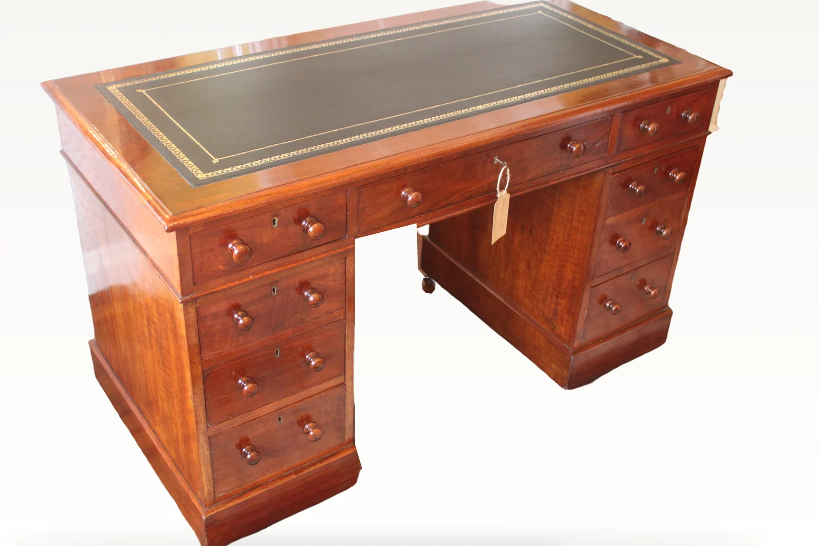 Victorian mahogany pedestal desk — view 3