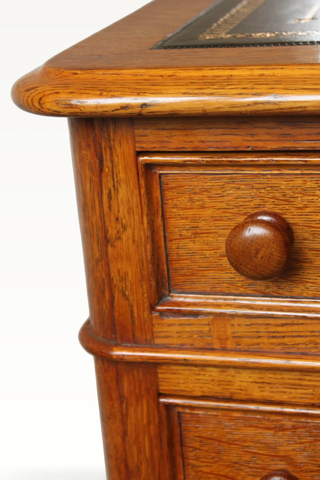 Victorian oak nine drawer pedestal desk by Edwards & Roberts — view 9