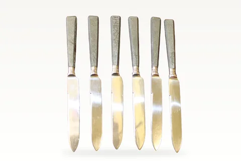 A set of six silver fruit knives