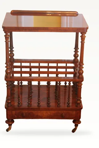 Victorian burr walnut Canterbury What-not