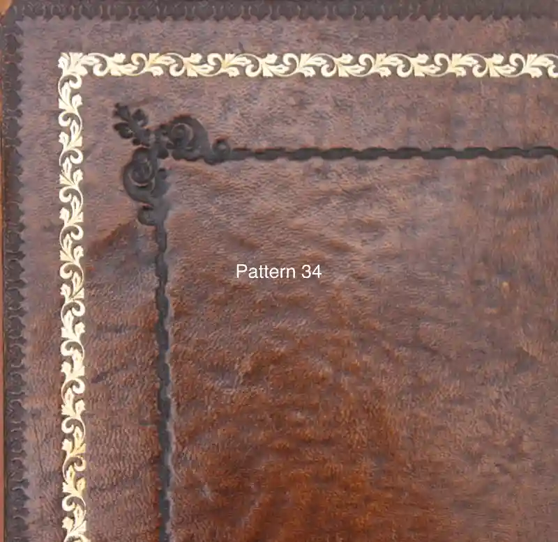 Antique Desk Leather Replacement - Gold Tooling Pattern 34